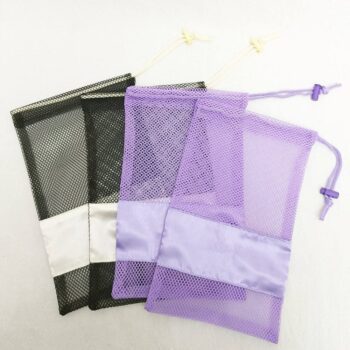 Custom nylon mesh net ballet dance shoes gift packing bag with logo foldable drawstring shopping travel beach swim storage pouch