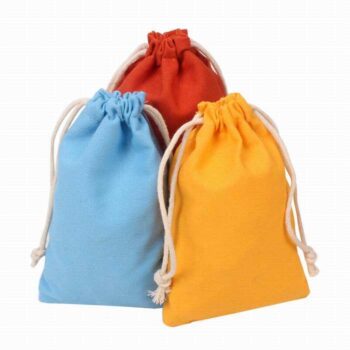 Customized logo promotion cotton drawstring gift bag mini cotton candy gift bag cotton bag with drawstring