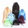 Customized logo satin fabric drawstring gift bag silk fabric candy gift bag smooth feeling gift bag with ribbon