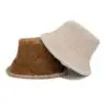 Plush fuzzy bucket hat winter thick warm corduroy and faux fur cap custom logo fashion fisherman hat