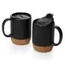 Custom logo coffee mugs eco-friendly blank black reusable wholesale ceramic mugs cork bottom white ceramic coffee cup with lid