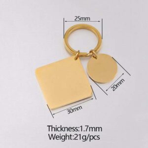 Customized logo stainless steel square keychain stainless steel round keychain diy 304 stainless steel keychain