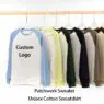Custom casual unisex cotton terry patchwork sweatshirt men crewneck sweatshirt