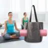 Custom logo large capacity fitness shopping handbag canvas gym training sports shoulder bags portable women yoga mat bag