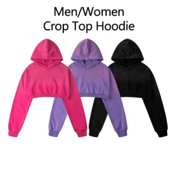 Custom logo printed embroidery cropped hoodies heavyweight cotton hoodies women men crop top cropped hoodie men