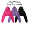 Custom logo printed embroidery cropped hoodies heavyweight cotton hoodies women men crop top cropped hoodie men