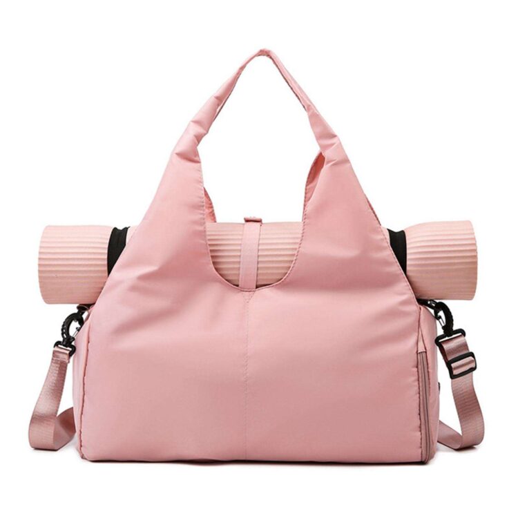 Wet pocket and shoes compartment women dry wet separate storage sports tote yoga bag travel duffel gym bag