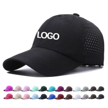 Oem custom 6 panels water resistant laser cut drilled hole baseball cap