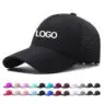Oem custom 6 panels water resistant laser cut drilled hole baseball cap