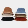 Plush fuzzy bucket hat winter thick warm corduroy and faux fur cap custom logo fashion fisherman hat