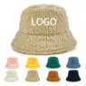 Winter lamb cashmere basin hat wholesale cross border warm bucket hat solid lamb hair bucket hat