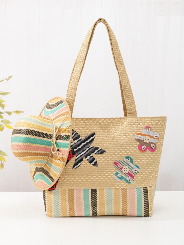 New arrival shoulder beach tote bag large handbag woven paper straw decorative beach bags