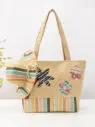 New arrival shoulder beach tote bag large handbag woven paper straw decorative beach bags