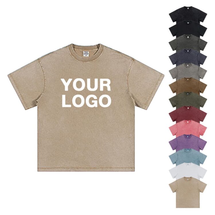 Custom branded dtg 270gsm heavyweight 100% cotton men oversized drop shoulder acid wash batik premium t shirt clothing