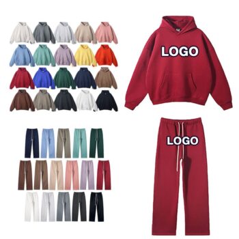 Custom embroidered dtg silk screen printed heavyweight 350gsm oversized streetwear men hoodies jogger tracksuit set