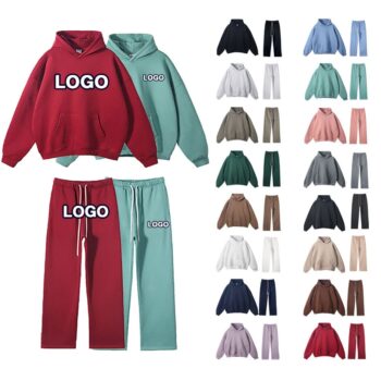 Hot sale custom printed dtg silk screen 350gsm 100% cotton polyester streetwear gym hoodies sweatpants tracksuits for men