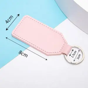 Double-sided pu leather keychain bottle rectangle shape blanks engraved name custom logo printing design keychains for gifts