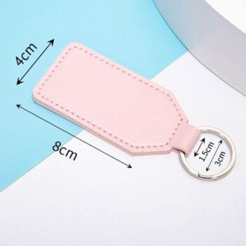 Double-sided pu leather keychain bottle rectangle shape blanks engraved name custom logo printing design keychains for gifts