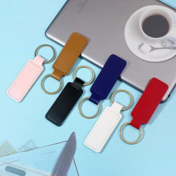 Wholesale fashion cheap genuine luxury custom candy color blank pu leather keychain