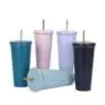 Stainless steel drinking cups coffee mug with lid double wall vacuum insulated tumbler with straw sippy cup