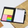 Wholesale pu leather clipboard with sticky notes self-stick note pad hardcover memo pad with pen holder