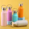 Colorful oem stainless steel drinking bottle thermal vacuum flask tea thermos water bottles with bamboo lid