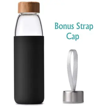 Sublimation borosilicate glass water bottle with bamboo lid with logo