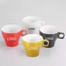 Custom ceramic esrepsso coffee cups brand logo printed promotional small handle red stoneware business gift mug