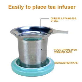 Assorted color custom 16oz tall colorful ceramic travel cup porcelain tea mug with infuser and lid