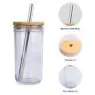 Amazons 20 oz reusable glass tumblers, smoothie cups boba bubble tea jar wide mouth mason jars with wooden lids and straws