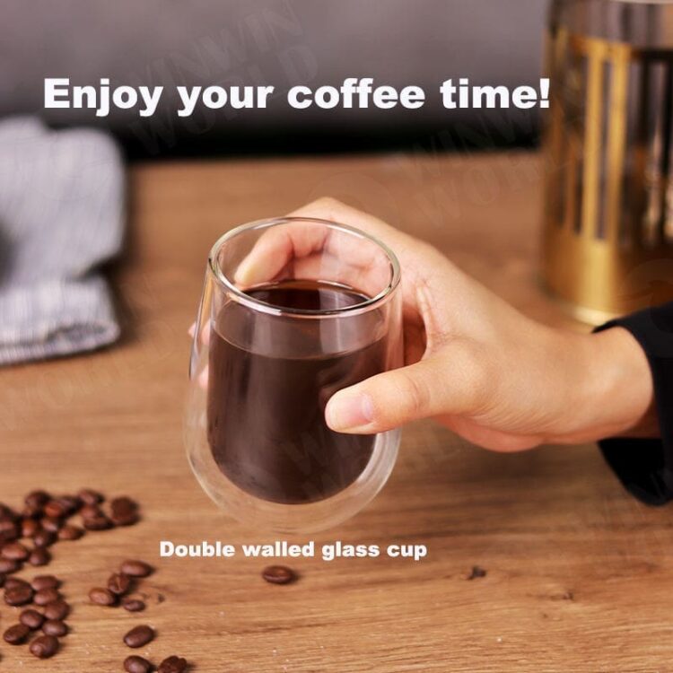 New arrival glass coffee mugs, double wall insulated borosilicate glass cups set custom logo
