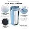 Coffee ceramic travel mug ceramic rim & inner coating on insulated stainless steel tumbler