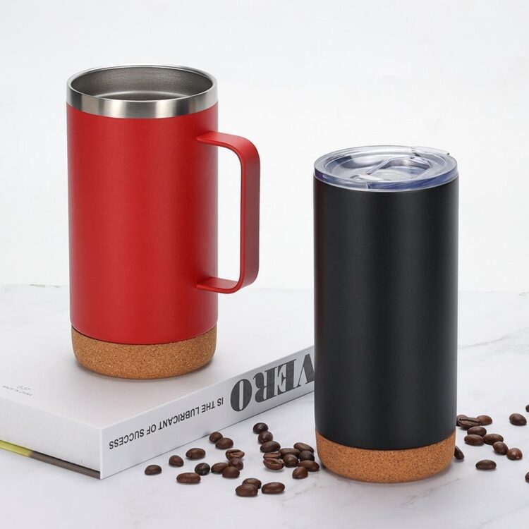 Portable stainless steel coffee mug travel cup bamboo wood cup with bpa free flip lid and pour over coffee filter