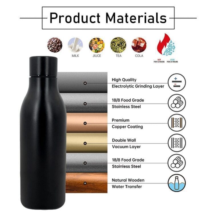 Factory custom logo sport drink stainless steel water bottle 550ml water bottles vacuum insulated water bottle bpa free