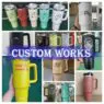 Custom 40oz travel coffee mug 40 oz stainless steel insulated vacuum tumblers with handle and straw