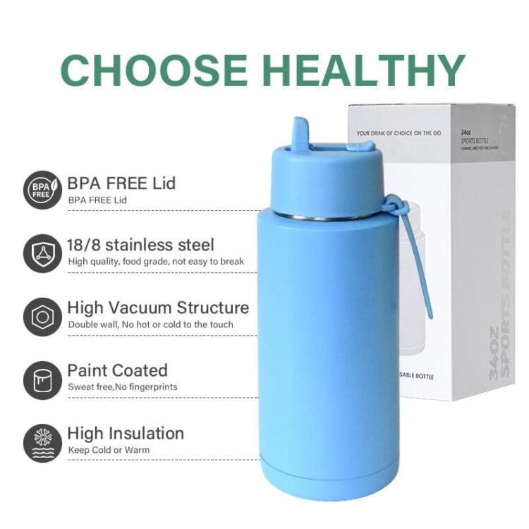 20oz 34oz custom logo hot bottle 304 classic sports vacuum insulated stainless steel frank green water bottle with straw lid