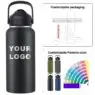Custom logo colorful lid 18oz 22oz 32oz powder coated double wall vacuum insulated stainless steel water bottle