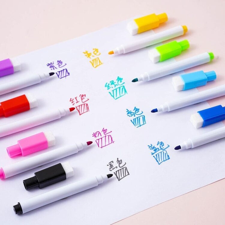 Magnetic dry wipe pens dry erase markers with eraser cap low odor fine tip whiteboard pens