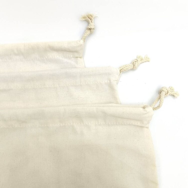 Custom printed logo cotton canvas with drawstring shopping tote pouch for muslin storage handbags clothes books shoes dust bags