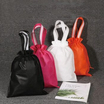 Custom logo non-woven shopping tote bag shoes clothes drawstring bag dust non woven drawstring bag
