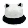 Custom logo cute bear fuzzy winter hats lovely thickness warm furry fur bucket hat