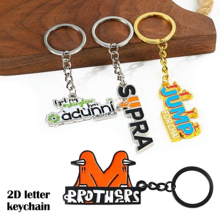 Factory wholesale custom metal key chain 2d 3d company logo letter keychain key chains keyring custom enamel keychain