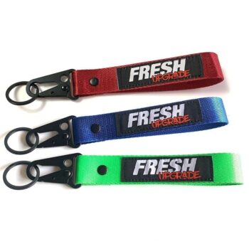 Custom logo colors wrist strap keychain lanyard red green short lanyard keychain for motorcycle brands