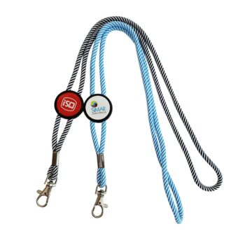 Custom adjustable length neck strap elastic round cord lanyard for id card holder