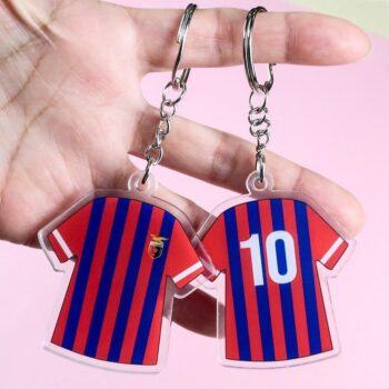 Cheap recycled plastic shirt shaped sublimation soccer jersey keyrings
