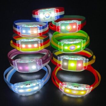 Hot selling led luminous silicone national flag bracelet for sports events