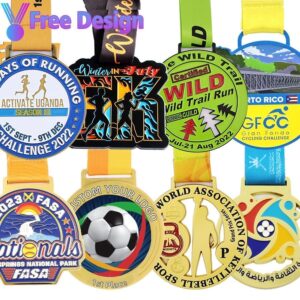 Manufacturer design custom metal marathon running finish soccer football sport award medals