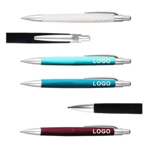 Manufacturer gift blue bulk advertising rubber wholesale cheap plastic promotion ink stylus ballpoint pens with custom logo