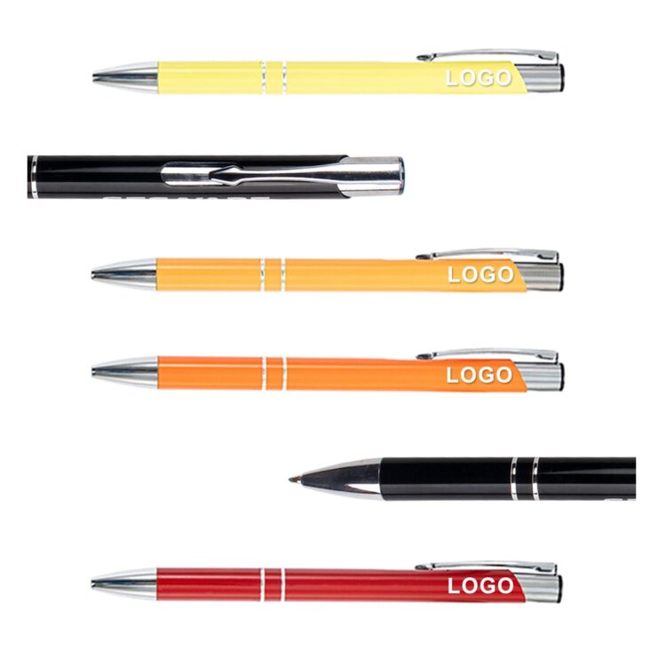 High quality business personalized black gift engraving promotion click metal custom ballpoint pen with laser logo