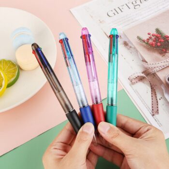 Hot selling wholesale logo customized 4 color ball point pen 4 in 1 multicolor ballpoint pen click